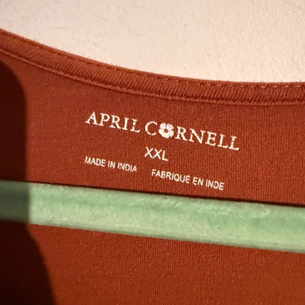 April Cornell XXL Top Embroidered Cottagecore Prarie Boho Floral Tiered Orange - Picture 4 of 6